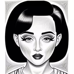 a drawing of a girl with long hair,the portrait of an unknown woman,a black and white photo of an asian woman,the drawing of the character freckle freckle,the image of a woman with black hair and a high bun