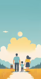 a young child holds the hand of his mother as they walk down a path in a field