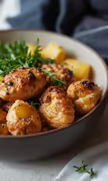 a bowl of some kind of food on a table