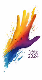 an image of someones hand with the text vote