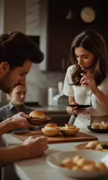 the woman is looking at her smart phone