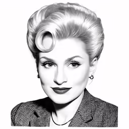 a woman wearing a jacket with a curled back and big lashes