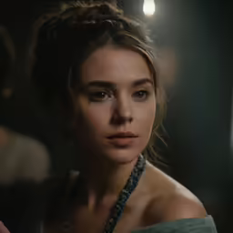 a beautiful young woman standing in a room