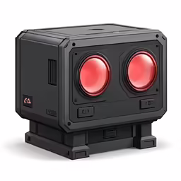the speaker is sitting on top of an object