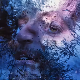a close up of a person with a blurry background
