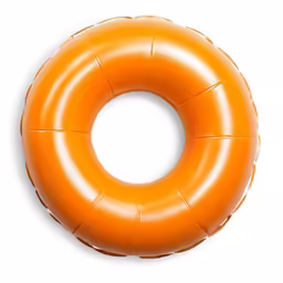 an orange inflatable floating ring on white background