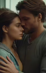 a young man embracing a young woman