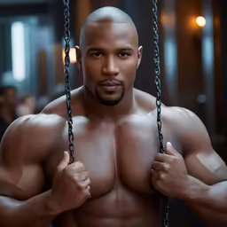 this is a man posing for the camera, with no shirt on
