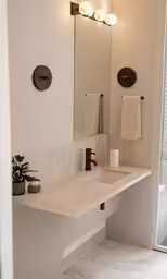 this is an empty sink in the bathroom
