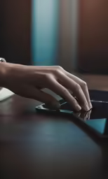 a hand typing on a tablet with its finger