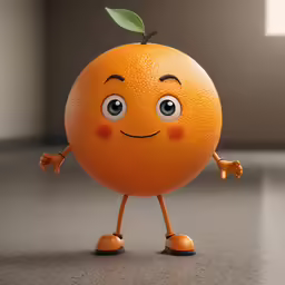 a bright orange is showing his bulging arms and feet