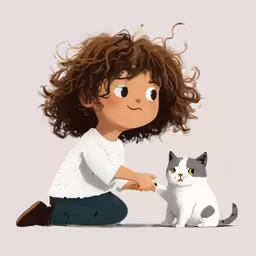 the illustration depicts an image of a girl holding her cat