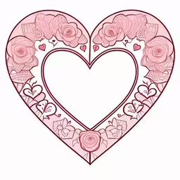 the shape of a heart with flowers in it,a heart shaped design with pink flowers and hearts on it