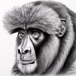 a drawing of a monkey face