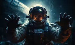 the astronaut is happy for everyone in the dark