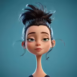 a stylized model of a girl with short black hair
