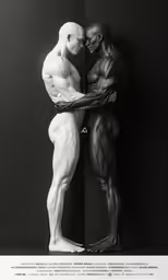 two naked men hugging in an advertisement