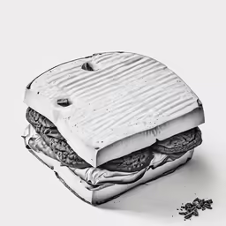 there is a sandwich with different ingredients on the paper