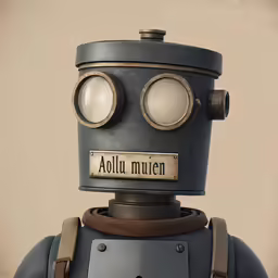 an old robot with some round glasses is posed for the camera