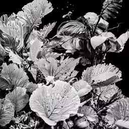 black and white photo of plants in bloom