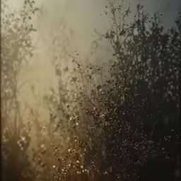 foggy, heavily planted plant seen from the ground