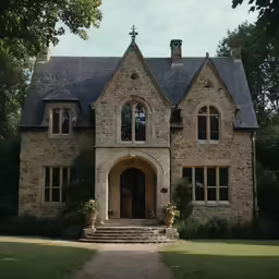 this is a large house with a driveway leading to the front door