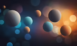 a series of six colorful, 3d planets with glowing glares