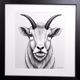 a painting with an animal head in a black frame