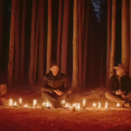 some people in front of a lot of candles