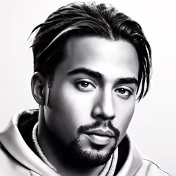 a young man with a goatee and shaved head