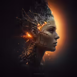 the girl has a strange hair and lights in her head