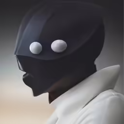 the image shows a futuristic male in a white coat