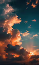 a sky filled with lots of clouds with a sun coming out