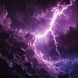 a very long lightning with bright purple lights