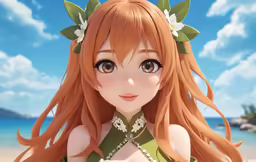 the anime girl is posing for the camera