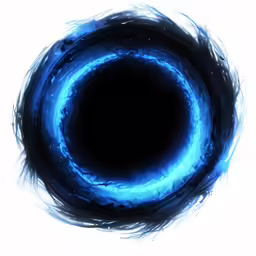 a circular black and blue object is shown in the center of a circular