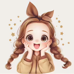 cartoon of a little girl with pigtails on her head