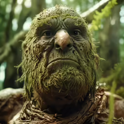 a strange creature looking into the camera with a frown