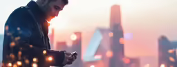 a man standing outside with a smart phone in his hand