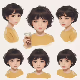 several images of a girl with short hair, wearing a sweater