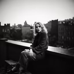 a woman is sitting in front of a view
