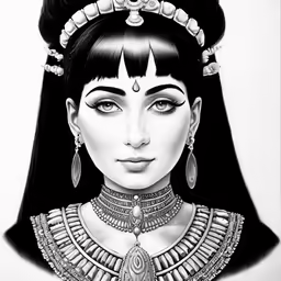 a drawing of an avatar woman wearing indian jewelry