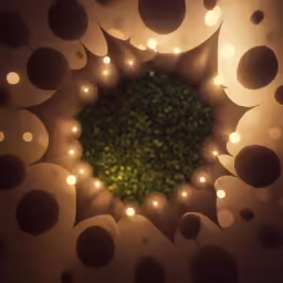an abstract photo with circles and lights in the center