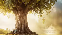 an advertisement for the 2013 epcotal festival featuring trees and two men under a tree,a man sits under the trunk of a large tree on a grassy hill