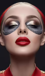 a close up photo of a woman with makeup