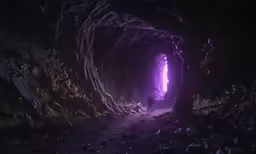 a dark and creepy tunnel is seen here at night