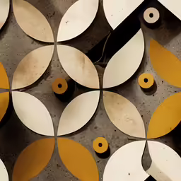 a bunch of different colored shapes on a surface