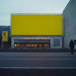 an image of a yellow billboard for a store