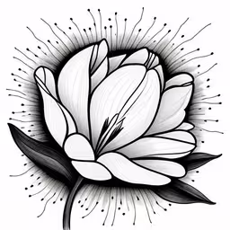 the outline of a flower with lots of small dots around it