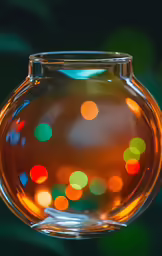 some small colorful lights that are in a glass